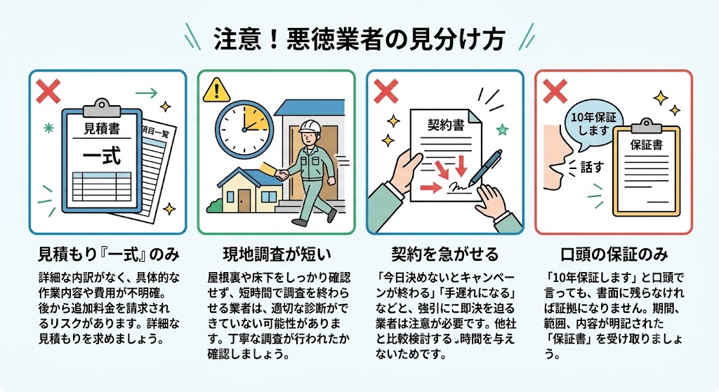 こんな悪徳業者に注意！よくあるトラブルと見分け方