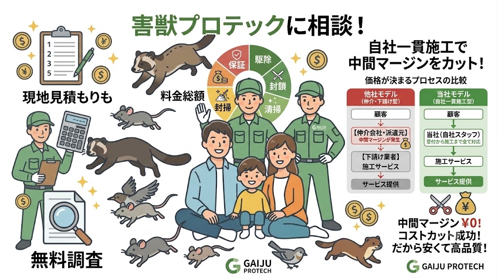 害獣プロテックの料金相場と内訳