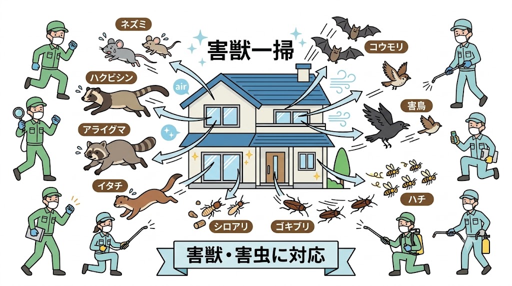 害獣プロテックの対応害獣と対応範囲