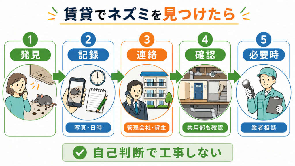 賃貸住宅でネズミを発見してから管理会社へ連絡し業者へ相談するまでの対応手順