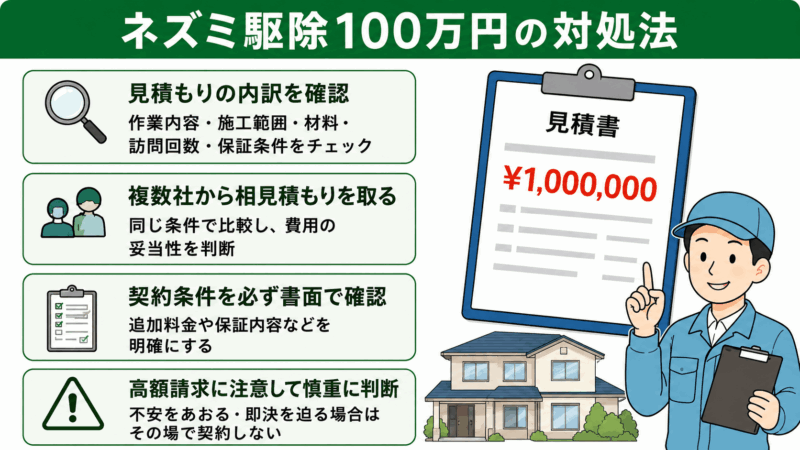 ネズミ駆除で100万円の見積もりを受けた際に内訳確認、相見積もり、契約条件確認を行う対処法