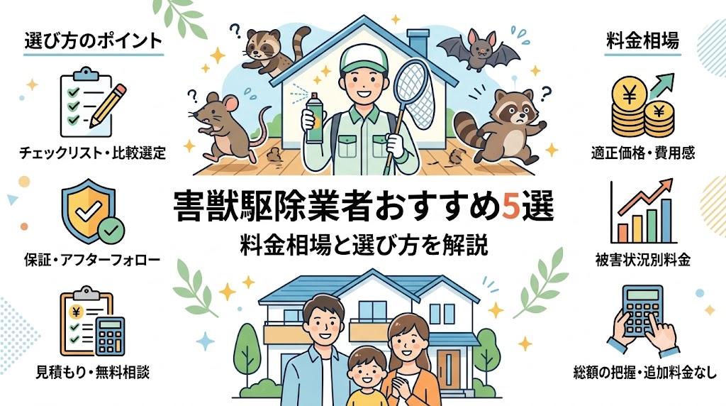 害獣駆除業者おすすめ5選！料金相場と選び方を解説